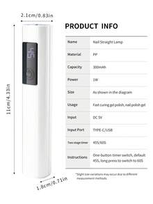 XEIJAYI 1个迷你可充电UV LED美甲灯，适用于凝胶美甲，快速烘干，UV LED凝胶指甲油美甲烘干灯，美甲工具，可充电沙龙设备 - 白色 - 查看 12