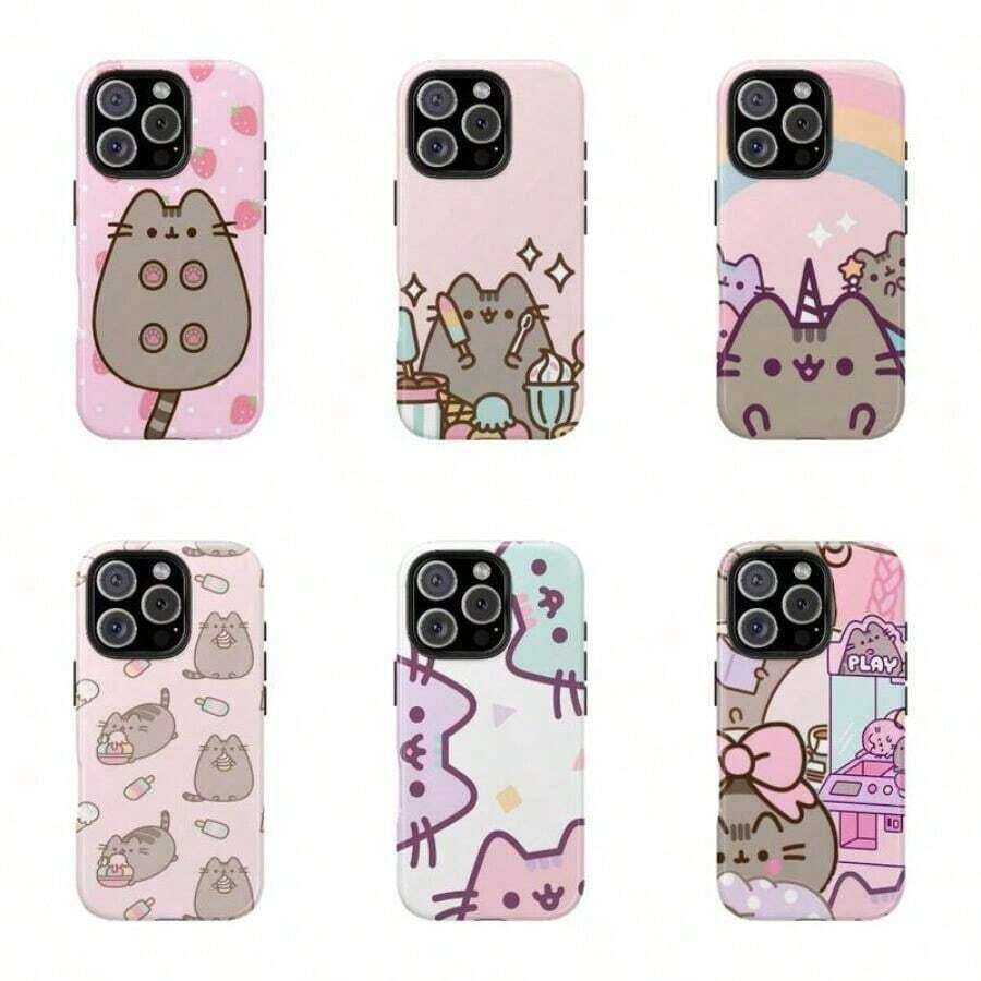 1PC Cute Pusheens Phone Case With Ice Cream Design, Compatible With Phone Models 1716, 15, 14, 13, 12, 11 Pro Max.Made Of Transparent TPU Soft Shell Material, Suitable For Smartphones, Providing Protection.Long Sleeve Tops - 1pc - 查看 1