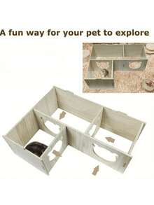 1pc Wooden Hamster Maze Adventure And Cozy Hideout - Exciting Exploration Route, Multiple Compartments, Provides Ultimate Playtime Experience For Your Pet, Small Pet Training Toy - Multicolor - View 2