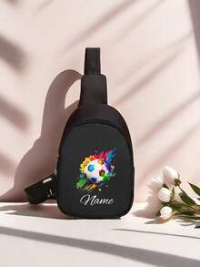 Custom Mini Chest Bag, Can Print Personalized Name Or Holiday Greetings. Create Your Own Exclusive Bag, Back To School Backpack, Crossbody Bag, Suitable For Daily School, Travel, Vacation And Other Occasions. Multi-Functional, Decorative, Letter Pattern, Fashionable, Soft, Modern, Colorful, Cute, Adorable, Casual, Customized, Personalized - Multicolor - View 17