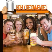 Glass Tea Coffee Cups Set 20pcs/Set (6pc 500ml Water Cup +6pc Bamboo Lid + 6pc Glass Straw + 2pc Straw Brush) 18 Ounce (Approximately 516 Grams) High Borosilicate Drinking Cup, Cute Boba Bottles, Ice Coffee Cups, Tea, DIY For Restaurant - 20PCS - 查看 6