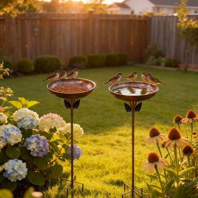 1pc Iron Metal Bird Feeder & Bathing Bowl, Outdoor Garden Bird & Pet Supplies, Animal Feeding Dish