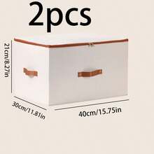 2pcs/1pc Dustproof Storage Box With Lid Large Capacity Foldable Clothes Storage Box Double Thickness Moisture-Proof Storage Box, Under-Bed Storage - Beige - View 16