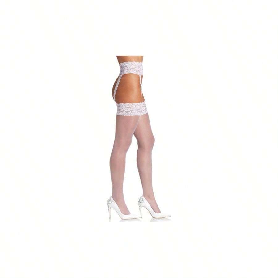 Women's Lace Garter with Stockings 4909 - C-D + Blanco - Ver 1