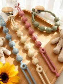 Personalized Name Pacifier Clip, Silicone Teething Toy Anti-Lost Chain, Convenient Portable Baby Shower Gift - Multicolor - View 3