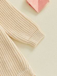 Conjunto de San Valentín para bebé niña y niño, suéter con corazón de amor pequeño, mono de punto grueso de manga larga, sudadera de gran tamaño con cuello redondo, prendas de punto, tops para recién nacidos, ropa de primavera e invierno - Albaricoque - Ver 6