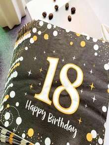 20pcs 18th Birthday Celebration Party Napkins, Virgin Wood Pulp Dual Layer Paper Napkins (6.5*6.5inch), Disposable For Tableware, Hotel, Restaurant - Black - View 1