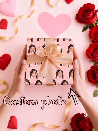 Custom Wrapping Paper, Custom Gift Wrap, Personalized Wrapping Paper, Personalized Gift Wrap, Customized Paper With Face And Text, Christmas Wrapping Paper, Funny Christmas Customized Gift For Friends