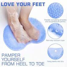 Shower Foot Scrubber Mat Back Washer Back Exfoliating Bath Wash Pad Wall Mounted Slip Suction Cups Foot Scrubber For Use In Shower Cups Foot Cleaner For Men And Women - 1 - 查看 2