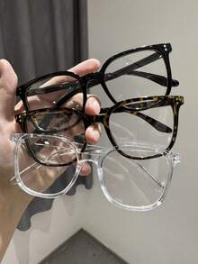 1-4副女士塑料镶嵌美甲多色全窄框圆形有色镜片便携现代简约风格休闲透明眼镜组合，适合办公室着装，适合所有脸型，配饰 - 無色 - 查看 12