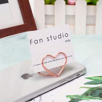 A Set Of 10 Double-Layer Heart-Shaped Business Card Holders In Golden/Rose Golden/Silvery Color, Packed In Opp Bags, Including A Heart-Shaped Memo Clip In Golden.