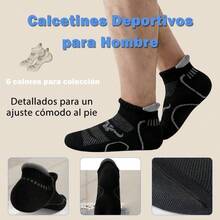 6 Pares Calcetines Deportivos Hombre, Tines Cortos Hombre Algodn, Calcetines Transpirables Cmodos para Correr, Calcetines Cortos con Refuerzo de Algodn para Proteccin de Tobillo y Durabilidad - 13-15 Amplio - Ver 3