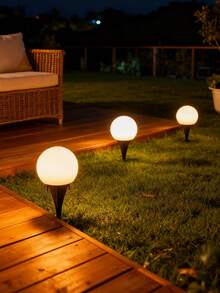4pcs Solar Sphere Ground Lights, Warm Ambiance Lights For Garden, Pathway Illumination, Suitable For Garden Decor, Nighttime Path Lighting, Outdoor Cozy Landscaping And Multi-Scenario Decoration - Solar-powered Spherical Ground Lamp - View 5