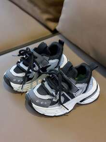 1 Pair Kids' Fashion Versatile Casual Non-Slip Classic Hook And Loop Sports Shoes - Black - View 1