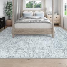 Washable Area Rug 5x7, Non-Slip Boho Neutral Carpet Living Room Bedroom Dining Room Office, Low-Pile Farmhouse Soft Carpet, Tan - Xám - Xem 5