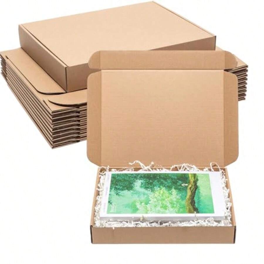 8x8x4" Shipping Boxes 25 Pack Mail Box Brown Corrugated Cardboard Mailing Boxes For Small Business Kraft Medium Literature Mailer Packaging Supplies - 12x9x2" - Xem 1