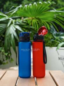 1件 700ml/25oz 啞光簡約圖案運動水壺，防漏瓶口，附手提繩，耐用，4色可選，Back T，開學第一天 - 彩色 - 查看 6