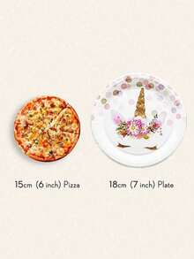 12/24/48 Piece Set, Disposable Tableware With High-End Texture, Unicorn Themed Disposable Paper Tray, 7-Inch Paper Tray, 9-Inch Paper Tray, Food Tray, Party Tray, Material, Suitable For Weddings - Multicolor - View 8