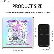 GDTME 令人毛骨悚然的猫咪涂色书：诡异又可爱，极简大胆的设计，神奇的猫咪，24 页，文具空间涂色，放松的礼物，圣诞礼物，生日礼物，送给她的礼物，美术用品，返校季，7.9x7.9 英寸。 - 紫丁香色 - 查看 8