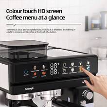 AEOMJK 半自动咖啡机，自动奶泡器，预设咖啡口味，研磨冲泡一体式意式咖啡机，一键操作，可制作意式浓缩咖啡、拿铁、卡布奇诺 - 查看 6