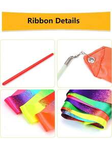 1pc Gymnastics Ribbon Dance Sticks,Beach Outdoor Party Magic Wand Ribbon Gift, Shiny Colorful Gradient Artistic Rhythmic Dance Silk Ribbon , Rhythmic Dance Ribbon Gymnastics Ribbon Gift Streamer Baton Twirling Rod, Artistic Gymnastics Ballet Twirling Streamer Perfect For Artistic Dance Gymnastics, Performance