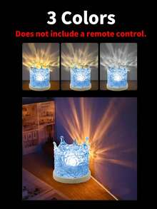 1pc USB Powered Dynamic Lighting Effect RGB Bedside Lamp, Cylindrical Water Wave Design, Bedroom Ambiance Lighting, Projection Lamp, USB Port, 3 Colors/16 Colors Options, Rotatable Light, Suitable For Birthday Photos, Outdoor Camping, Bedroom, Room, Corridor, Home Decor, Christmas Decor, Christmas Lights, Christmas, Home Decor Living Room, Lamp, Lighting - 水波紋投影 - 查看 16