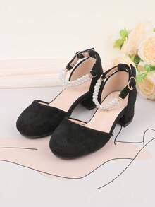 Wedding Party Evening Vacation Sweet Cute Flower Girl Girls' Shoes Suitable For Big Medium Small Girls Children Shoes Baby Shoes Classic Comfortable Versatile Little Shoes Girls Fashion Black Pearl Four Seasons Holiday Elegant High Heel Chunky Heel Shoes Formal Dress Performance Shoes Dance Mary Jane Princess Shoes Hollow Shoes - Black - View 5