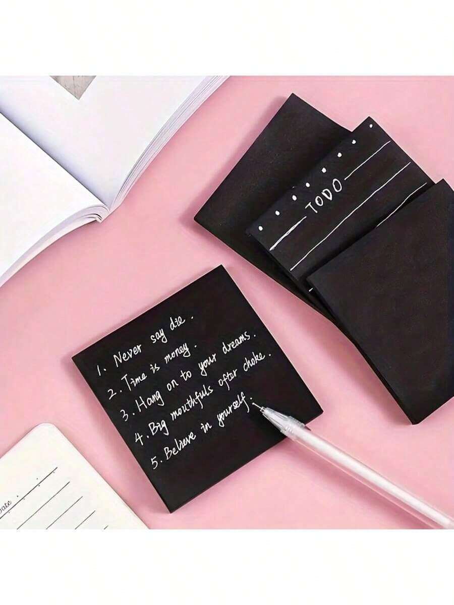 高颜值纯黑便捷贴纸，学生专用，黑色标签贴纸，可撕N次，方便忘记笔记 - 彩色 - 查看 1