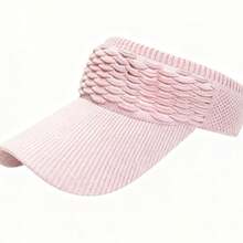 Women's Sporty Knitted Cap With Large Brim, Beachwear, Summer Running, Sun Protection Visor - 嬰兒粉 - 查看 2