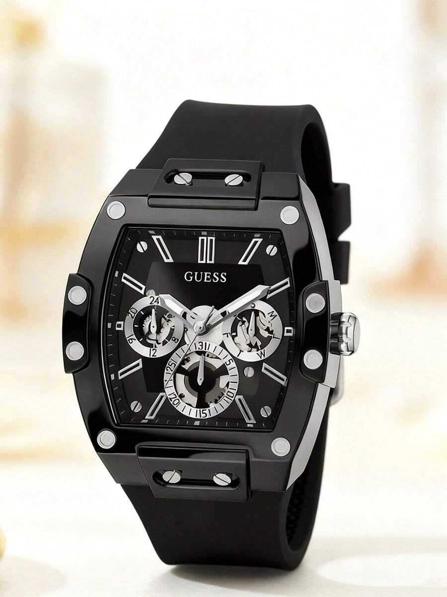 Guess Luxuriöse Herrenuhr mit grünem Zifferblatt - Zweifarbiges Edelstahlgehäuse, Multifunktions-Nischenarmbanduhr für Männer GW0203G3 - Schwarz - Übersicht 1