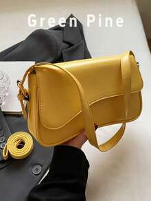 女士时尚休闲百搭单肩包 - 黃色 - 查看 2