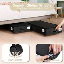 Large-Capacity Wheeled Under-Bed Storage Box, Foldable Storage Container With Casters, Ideal For Clothes, Bedding, Toys, Saves Space In Bedrooms And Dorm Rooms, Organizes Belongings, Christmas Decor, Perfect For The Holidays, 4 Styles Available, Home Organization Storage Box - màu đen - Xem 6