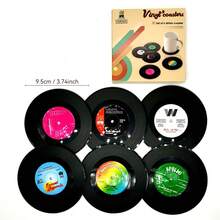 1box/6pcs Vintage Cd Design Coasters, Vinyl Record Coffee & Tea Cup Mat