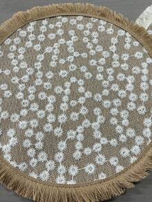 4pcs/6pcs/8pcs Natural Jute 15 Inch Jute And White Print Tassel Placemats, Rustic Round Woven Coarse Linen Tassel Table Mats, Non-Slip, Heat Resistant, Lightweight, Durable And Reusable, Multipurpose For Kitchen, Bohemian Wall Decor, Trivet, Plate Mat, Ideal For Christmas Eve, Halloween, Home Dining Room Decor, Gifts, Weddings, Parties - Multicolor - View 10