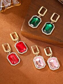 1 Par de Brincos Vintage em Cristal Austríaco em Formato de Gota d'Água, com Pingente de Strass representando a Pedra do Mês de Nascimento, Ideais para Casamentos, Férias, Festas e Uso Diário. Ótima Opção de Presente para o Dia de São Patrício, Aniversários, Dia das Mães, Dia dos Namorados e Natal. - brincos grandes de diamante - Ver 2