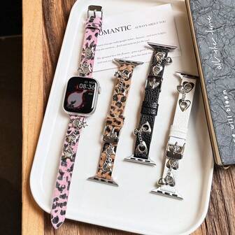 Y2K PU 皮革表带，兼容 Ultra 2，49mm/40mm/46mm/41mm 表带，女士弹性串珠手链，适用于 Series 10/9/8/7/6/SE/5，45mm 表带。