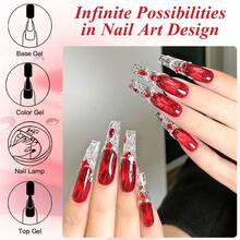 FOUR LILY 10ml 红色果冻凝胶指甲油 - 可卸 UV LED 指甲凝胶，不含酒精，适合 DIY 和美甲沙龙使用 - 彩色 - 查看 3