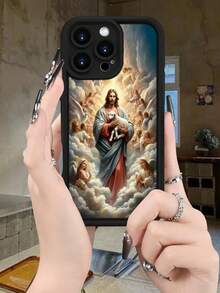 Religious Style Sheep Hugging Angel Pattern Phone Case Compatible With Apple 17, 16, 15, 14, 13, 12, 11, XS, XR, X, 7, 8 Mini, Plus, Pro, Max, SE And Series. Made Of TPU Material, Providing Protection, Minimalist Appearance, Suitable For Boys And Girls