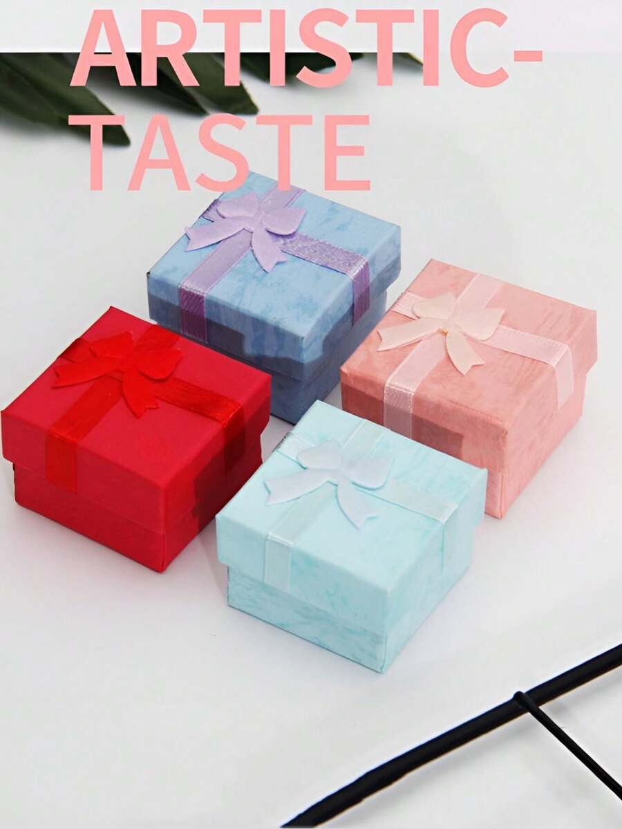 20pcs Pink Cardboard Jewelry Box, Jewelry Gift Boxes, Rings Necklace Bracelet Earring Storage Box, Birthday Festival Gift Packaing Box For Girls,Valentine's Day Gift