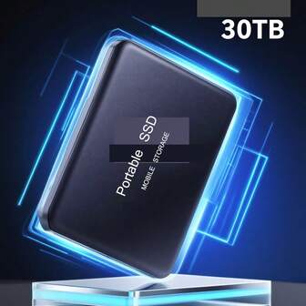 Supports 30TB Capacity Square Hard Drive Portable Solid-State Drive USB Data Storage External Portable Hard Drive Box