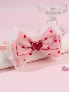 1个粉色发夹，可爱红色爱心发箍，爱心刺绣发圈，甜美爱心头饰，女孩节日派对发饰，情人节礼物，青少年发饰 - 彩色 - 查看 5