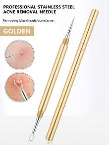 YUNSHENG Acne Remover/Blackhead Remover, Slanted Loop Blackhead Tweezers And Acne Needle, Rose Gold, With Storage Box, Professional Facial Care Tool Set
