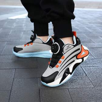 Zapatillas de baloncesto transpirables y ligeras con diseño de patchwork para niños, zapatillas deportivas y casuales, zapatillas de running, zapatos casuales