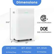 Lifezeal 54 Pints Dehumidifier With 3 Modes LED Display For Home 4500 Sq. Ft Coverage Area - US B Type Plug(110-127V) - View 3