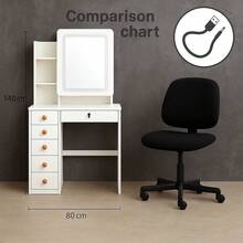 White Makeup Vanity With LED Lighted Mirror, 5 Drawers, Open Shelves, Sliding Mirror Dressing Table, Modern Minimalist Makeup Desk Organizer For Bedroom, Small Apartment Vanity Station - 白色 - 查看 5