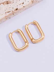 1 Pair Luxury Minimalist Round Circle Hoop Earrings, High-End Design, Gold Color - Gold - View 3