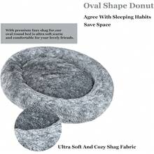Oval Calming Donut Cuddler Dog Bed,Shag Faux Fur Cat Bed  Round Pillow Pet Bedfor Small Medium Dogs - Grey2021 - 查看 2