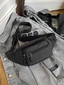 休闲时尚女士腰包单肩斜挎包 - 黑色 - 查看 5