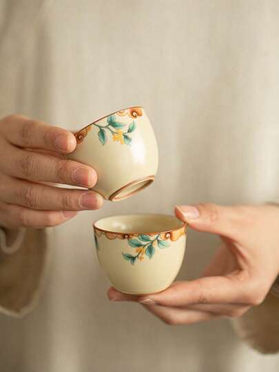 1/2/4/6pcs Ru Kiln Ceramic Tea Cups, Household Guest Cups, Red Tea Cups, Gongfu Tea Cups, Tea Tasting Cups, Espresso Cups, Arabic Coffee Cups, Turkish Coffee Cups, Water Cups, Gift Cups