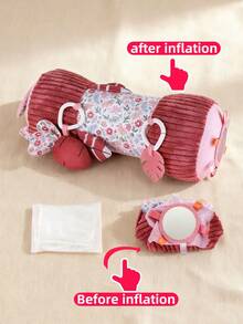 1个可爱卡通充气趴卧垫毛绒娃娃，新生儿抬头训练安抚娃娃，可拆卸吊坠，适合作为新生儿礼物